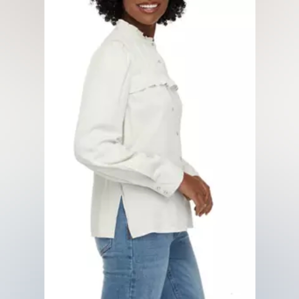 Wonderly cream ruffle tencel shirt